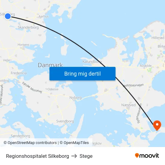 Regionshospitalet Silkeborg to Stege map