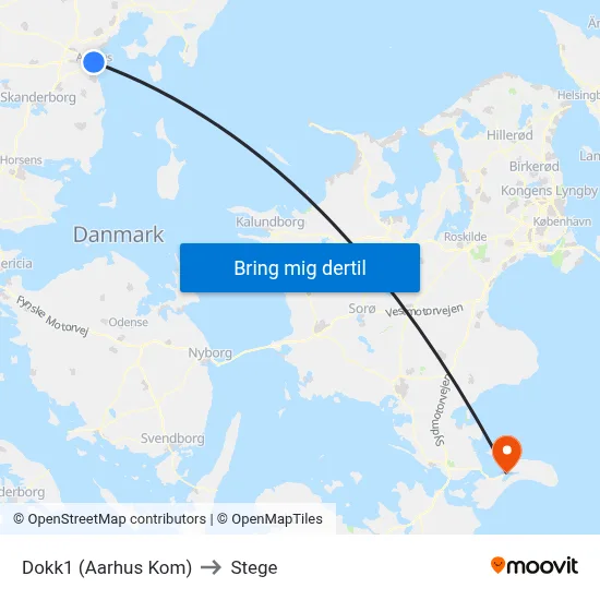Dokk1 (Aarhus Kom) to Stege map
