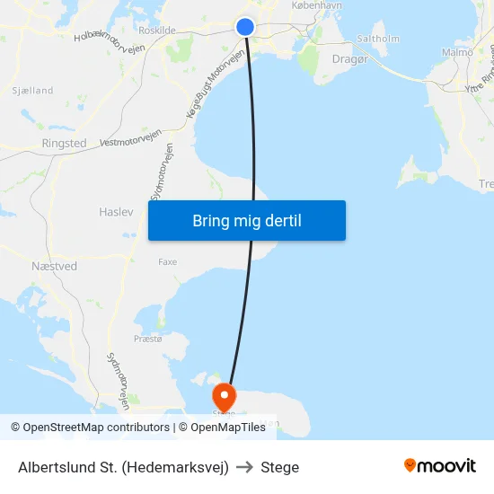 Albertslund St. (Hedemarksvej) to Stege map