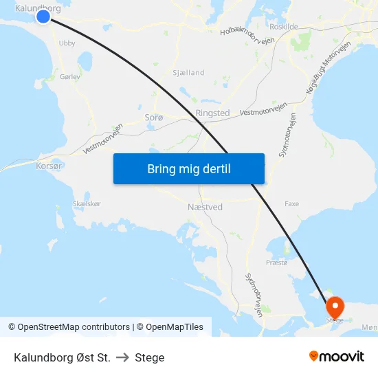Kalundborg Øst St. to Stege map