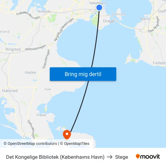 Det Kongelige Bibliotek (Københavns Havn) to Stege map