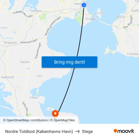 Nordre Toldbod (Københavns Havn) to Stege map