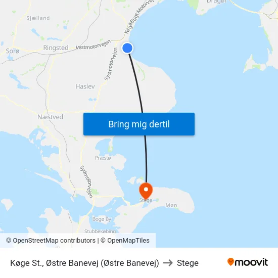 Køge St., Østre Banevej (Østre Banevej) to Stege map