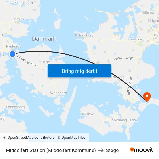 Middelfart Station (Middelfart Kommune) to Stege map