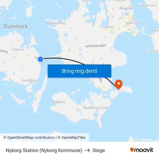 Nyborg Station (Nyborg Kommune) to Stege map