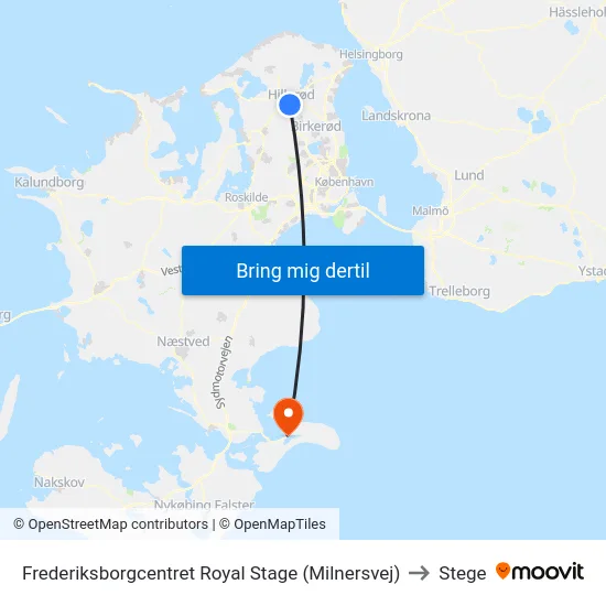 Frederiksborgcentret Royal Stage (Milnersvej) to Stege map
