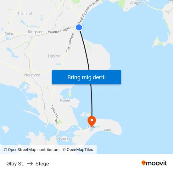 Ølby St. to Stege map