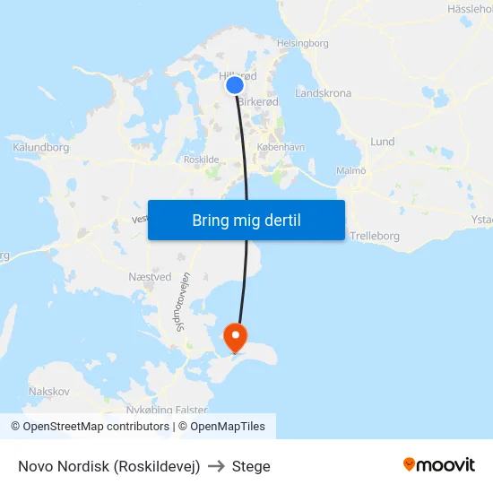 Novo Nordisk (Roskildevej) to Stege map