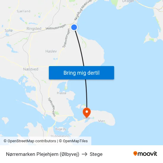 Nørremarken Plejehjem (Ølbyvej) to Stege map