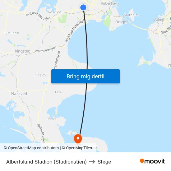 Albertslund Stadion (Stadionstien) to Stege map