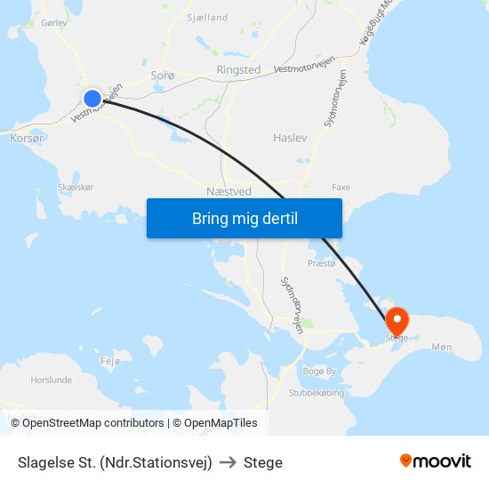 Slagelse St. (Ndr.Stationsvej) to Stege map