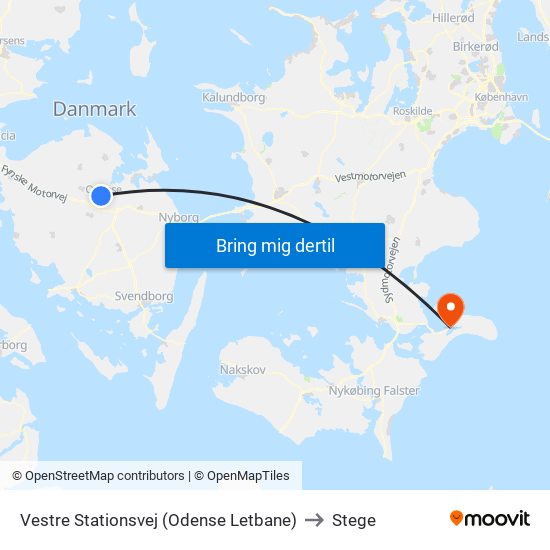 Vestre Stationsvej (Odense Letbane) to Stege map