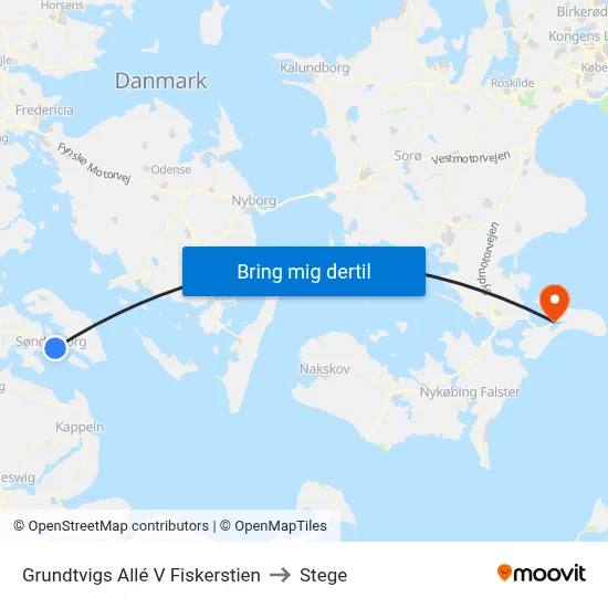 Grundtvigs Allé V Fiskerstien to Stege map