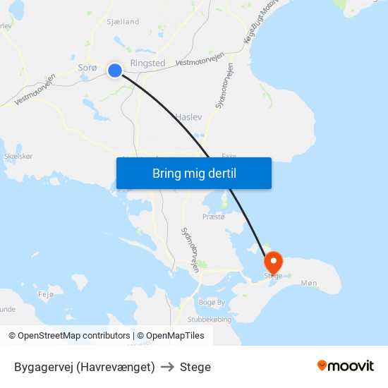 Bygagervej (Havrevænget) to Stege map