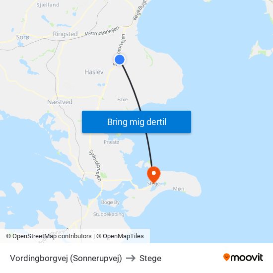 Vordingborgvej (Sonnerupvej) to Stege map