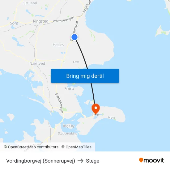 Vordingborgvej (Sonnerupvej) to Stege map