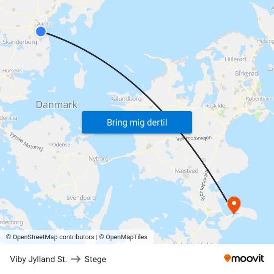 Viby Jylland St. to Stege map