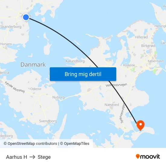 Aarhus H to Stege map