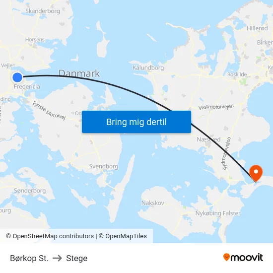 Børkop St. to Stege map