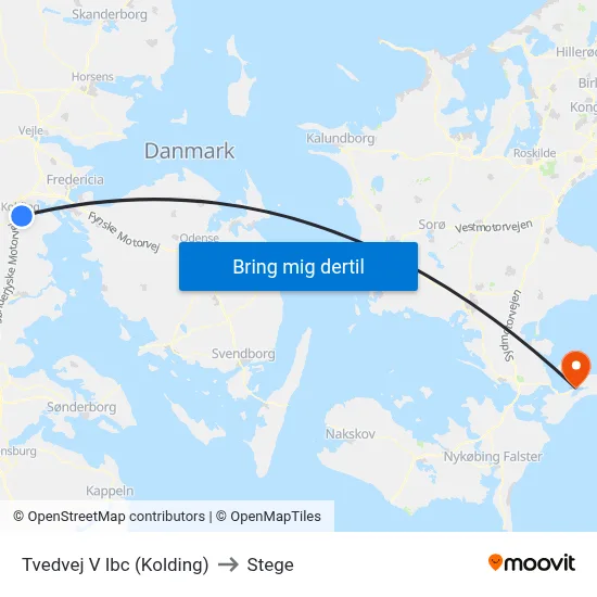 Tvedvej V Ibc (Kolding) to Stege map