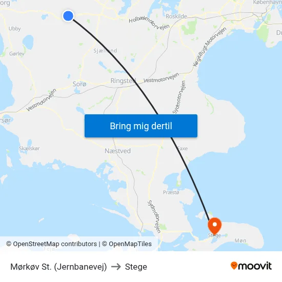 Mørkøv St. (Jernbanevej) to Stege map