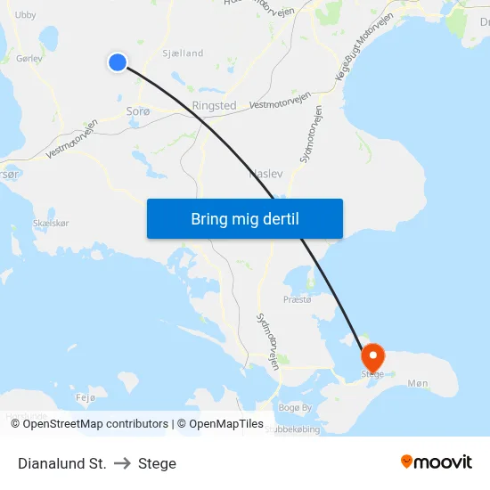 Dianalund St. to Stege map