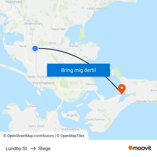 Lundby St. to Stege map