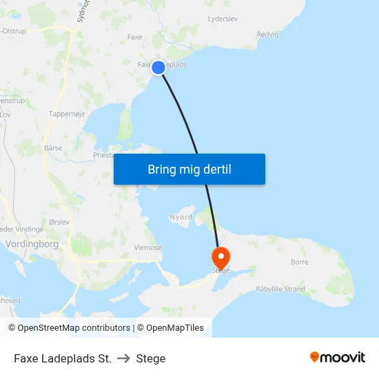 Faxe Ladeplads St. to Stege map