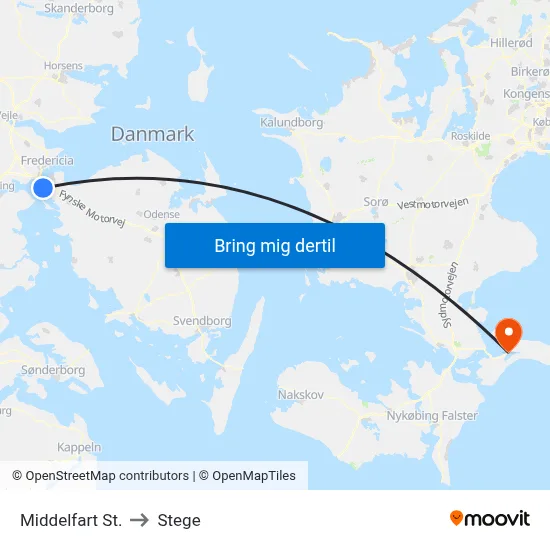Middelfart St. to Stege map