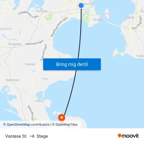 Vanløse St. to Stege map
