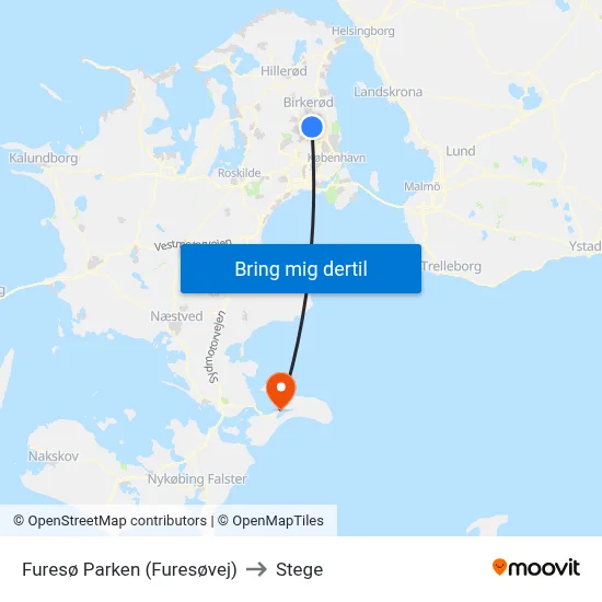 Furesø Parken (Furesøvej) to Stege map
