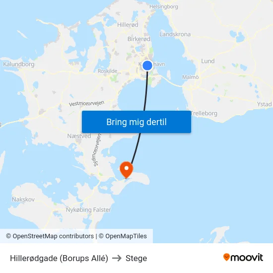 Hillerødgade (Borups Allé) to Stege map