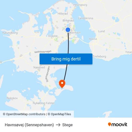 Havnsøvej (Sennepshaven) to Stege map