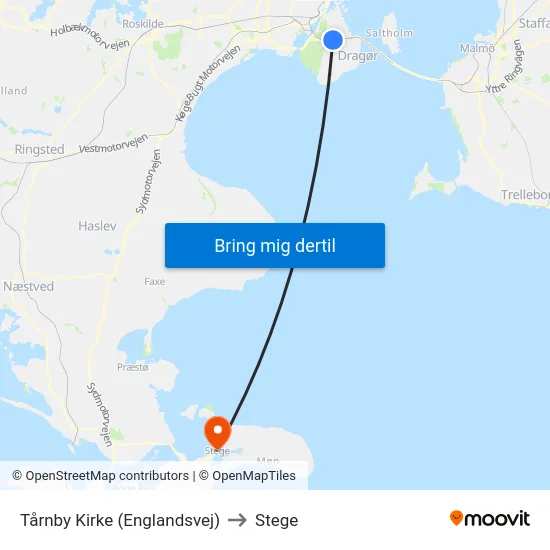 Tårnby Kirke (Englandsvej) to Stege map