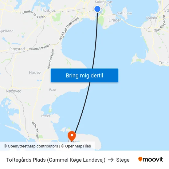 Toftegårds Plads (Gammel Køge Landevej) to Stege map