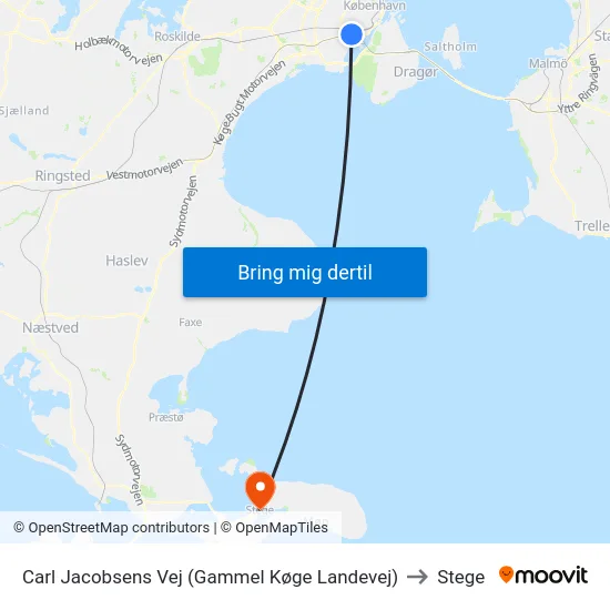 Carl Jacobsens Vej (Gammel Køge Landevej) to Stege map