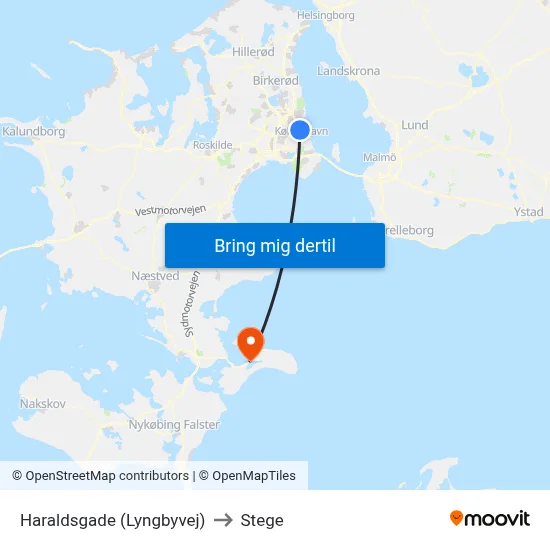 Haraldsgade (Lyngbyvej) to Stege map
