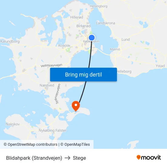 Blidahpark (Strandvejen) to Stege map