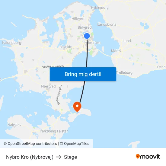 Nybro Kro (Nybrovej) to Stege map