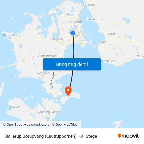 Ballerup Borupvang (Lautrupparken) to Stege map