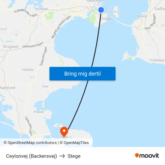 Ceylonvej (Backersvej) to Stege map