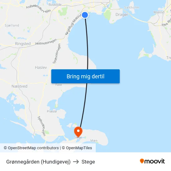 Grønnegården (Hundigevej) to Stege map