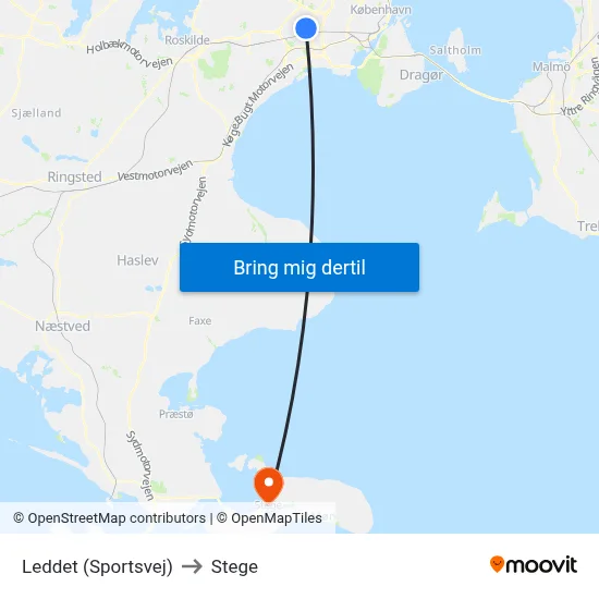 Leddet (Sportsvej) to Stege map