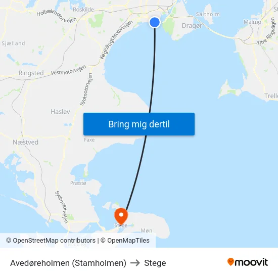 Avedøreholmen (Stamholmen) to Stege map