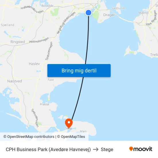 CPH Business Park (Avedøre Havnevej) to Stege map