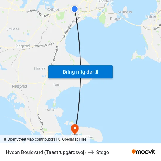 Hveen Boulevard (Taastrupgårdsvej) to Stege map