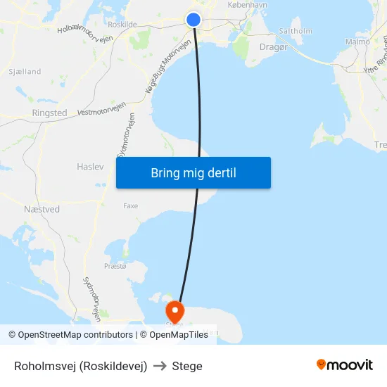 Roholmsvej (Roskildevej) to Stege map