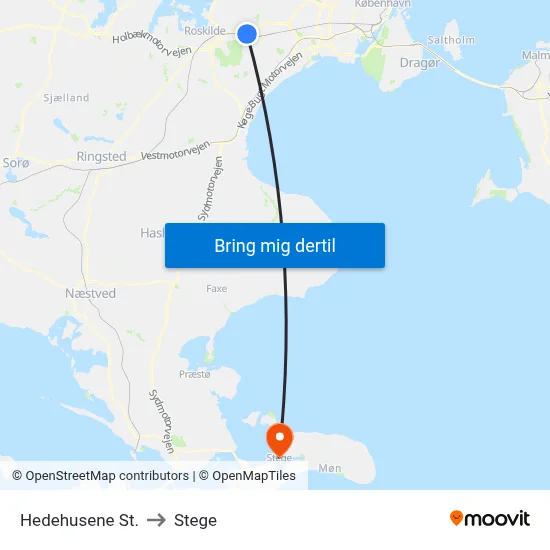 Hedehusene St. to Stege map