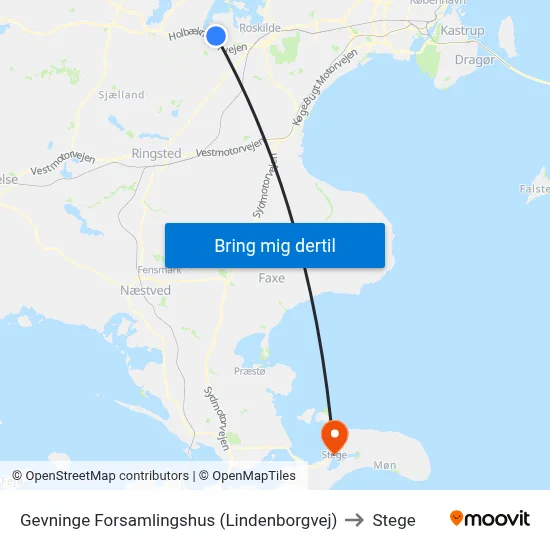 Gevninge Forsamlingshus (Lindenborgvej) to Stege map