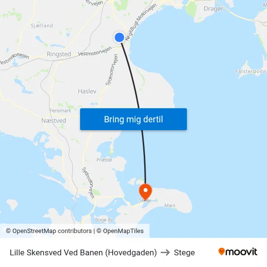 Lille Skensved Ved Banen (Hovedgaden) to Stege map